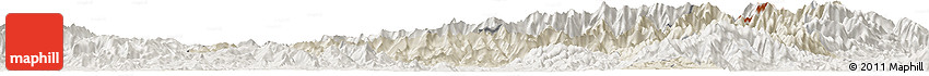 Shaded Relief Horizon Map of Tanai, lighten