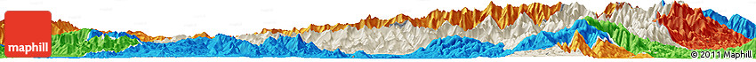 Shaded Relief Horizon Map of Tanai, political outside