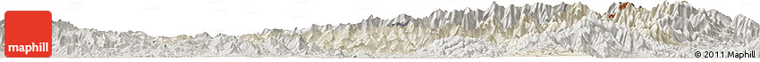 Shaded Relief Horizon Map of Tanai, semi-desaturated