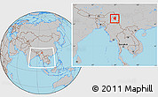 Gray Location Map of Tanai, within the entire country