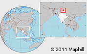 Gray Location Map of Tanai, highlighted country, within the entire country