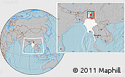Gray Location Map of Tanai, highlighted country, highlighted parent region, within the entire country, hill shading