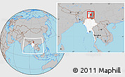 Gray Location Map of Tanai, highlighted country, highlighted parent region, within the entire country