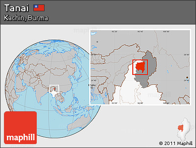 Gray Location Map of Tanai, highlighted country, highlighted parent region