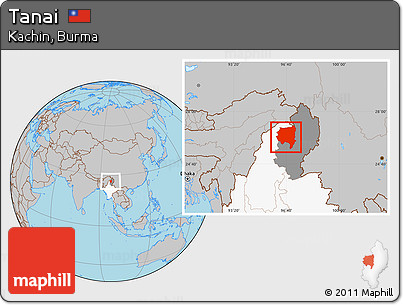 Gray Location Map of Tanai, highlighted country, highlighted parent region