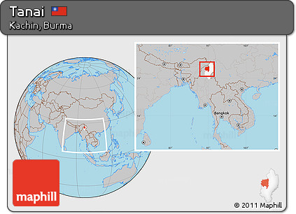 Gray Location Map of Tanai, highlighted parent region, within the entire country