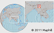 Gray Location Map of Tanai, highlighted parent region, within the entire country, hill shading