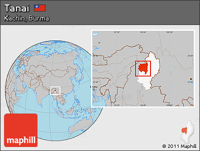 Gray Location Map of Tanai, highlighted parent region