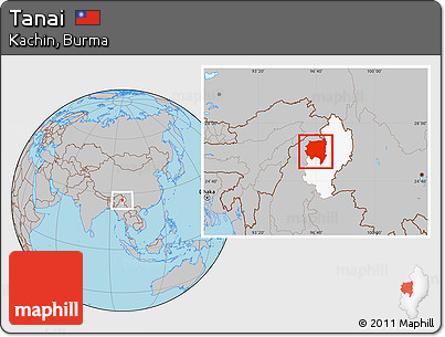 Gray Location Map of Tanai, highlighted parent region