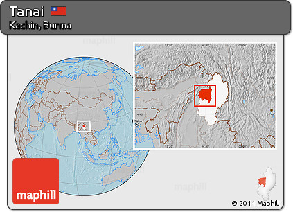 Gray Location Map of Tanai, highlighted parent region, hill shading