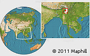 Satellite Location Map of Tanai, highlighted parent region, within the entire country