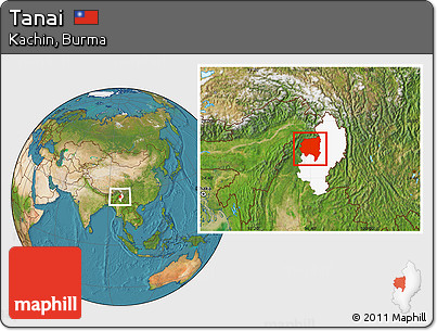 Satellite Location Map of Tanai, highlighted parent region