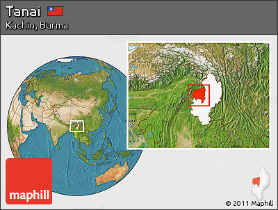 Satellite Location Map of Tanai, highlighted parent region