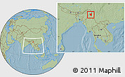 Savanna Style Location Map of Tanai, within the entire country, hill shading