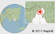 Savanna Style Location Map of Tanai, highlighted country, hill shading