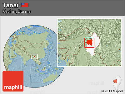 Savanna Style Location Map of Tanai, highlighted parent region, hill shading