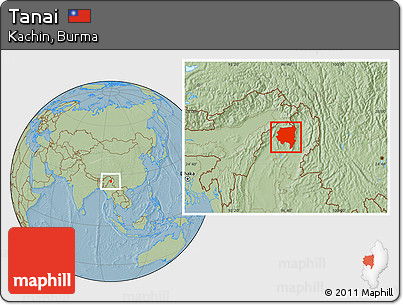 Savanna Style Location Map of Tanai, hill shading