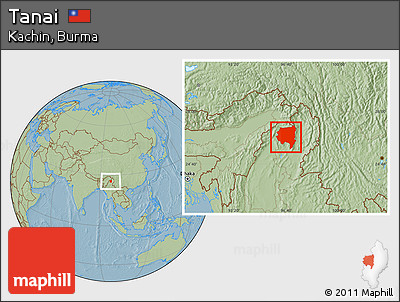 Savanna Style Location Map of Tanai, hill shading