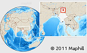 Shaded Relief Location Map of Tanai, highlighted country, within the entire country