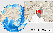 Shaded Relief Location Map of Tanai, highlighted country, highlighted parent region