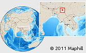 Shaded Relief Location Map of Tanai, highlighted parent region, within the entire country