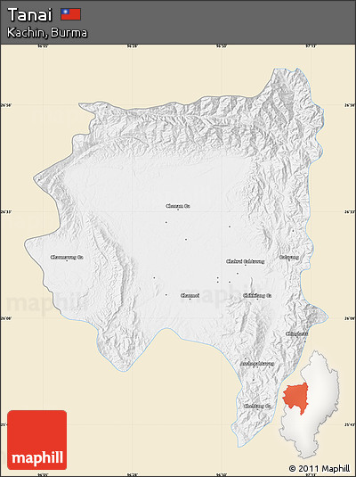 Classic Style Map of Tanai, single color outside