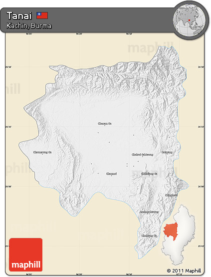 Classic Style Map of Tanai, single color outside