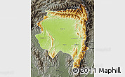 Physical Map of Tanai, darken, semi-desaturated