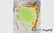 Physical Map of Tanai, lighten, semi-desaturated