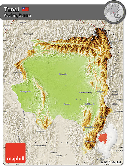 Physical Map of Tanai, shaded relief outside