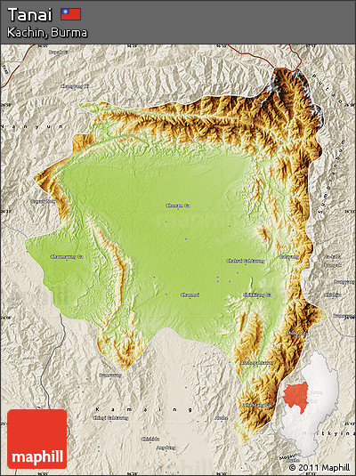 Physical Map of Tanai, shaded relief outside