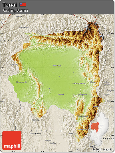 Physical Map of Tanai, shaded relief outside