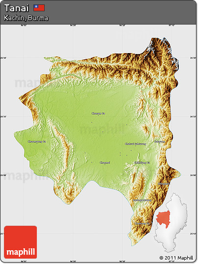 Physical Map of Tanai, single color outside