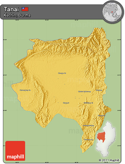 Savanna Style Map of Tanai, single color outside