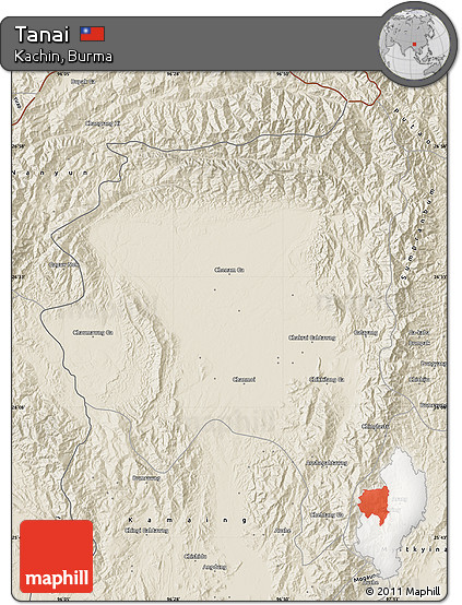 Shaded Relief Map of Tanai