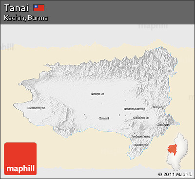 Classic Style Panoramic Map of Tanai, single color outside