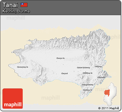 Classic Style Panoramic Map of Tanai, single color outside