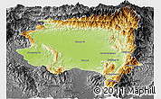 Physical Panoramic Map of Tanai, darken, desaturated