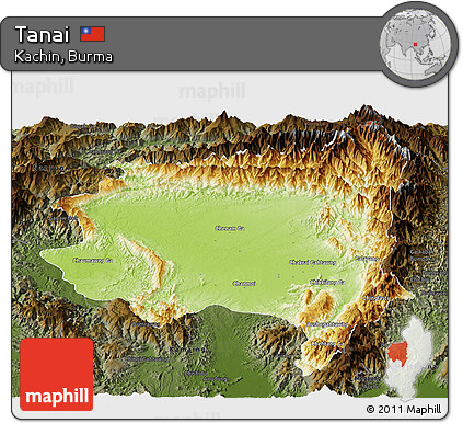 Physical Panoramic Map of Tanai, darken