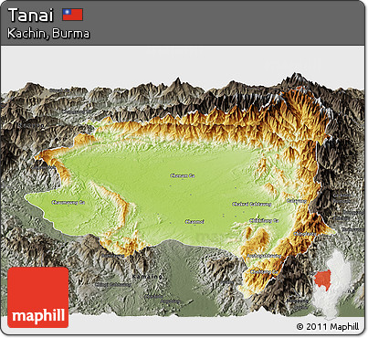 Physical Panoramic Map of Tanai, darken, semi-desaturated