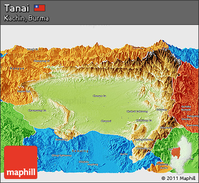 Physical Panoramic Map of Tanai, political outside
