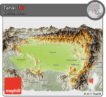 Physical Panoramic Map of Tanai, semi-desaturated