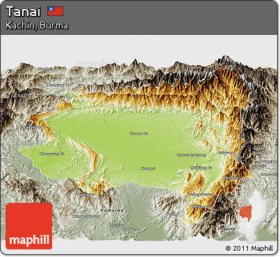 Physical Panoramic Map of Tanai, semi-desaturated