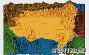 Political Panoramic Map of Tanai, darken