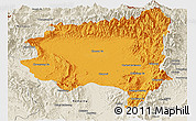 Political Panoramic Map of Tanai, shaded relief outside