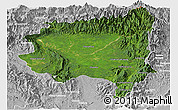 Satellite Panoramic Map of Tanai, lighten, desaturated