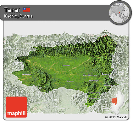 Satellite Panoramic Map of Tanai, lighten