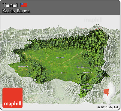 Satellite Panoramic Map of Tanai, lighten