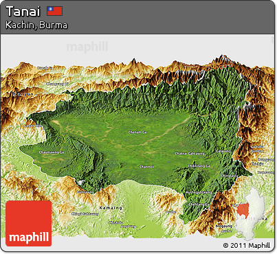 Satellite Panoramic Map of Tanai, physical outside