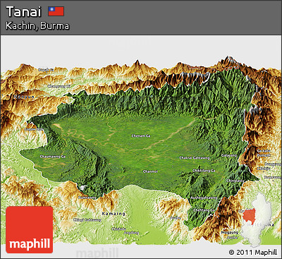 Satellite Panoramic Map of Tanai, physical outside